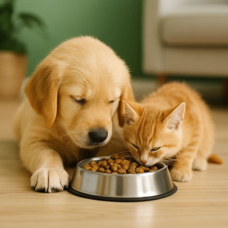 Happy pet with caring owner